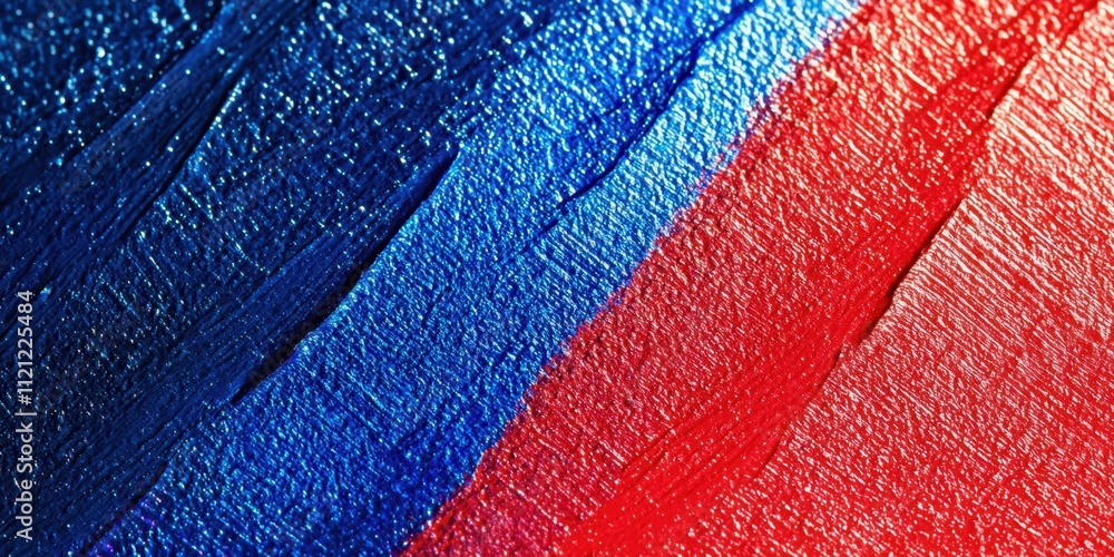 Poster blue and red stripe is painted on a canvas