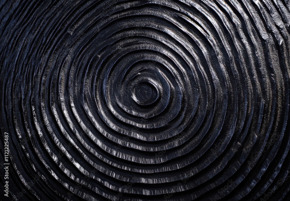 Poster abstract black texture with concentric circular patterns showcasing organic lines and a modern artis