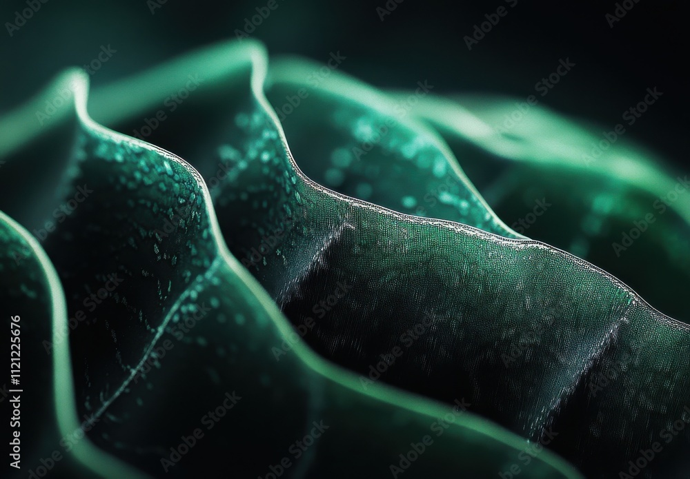 Poster abstract close-up of flowing green textures with soft lighting creating a dreamy and ethereal atmosp