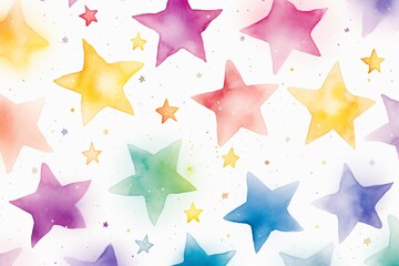 Watercolor colorful stars pattern background