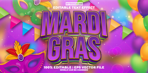 New Mardi gras editable text effect in modern trend style © Dhm