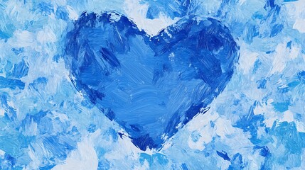 Obraz premium A Bold Blue Heart Painted with Vibrant Brushstrokes Against a Soft Blue Background