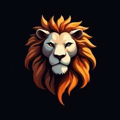 Obraz premium Lion head logo. Mascot lion face logotype. Symbol of power or srength logo king of the jungle