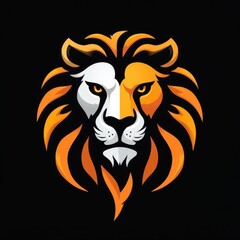 Obraz premium Lion head logo. Mascot lion face logotype. Symbol of power or srength logo king of the jungle