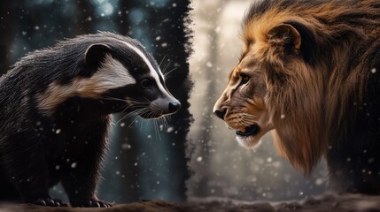  Honey Badger Facing Off