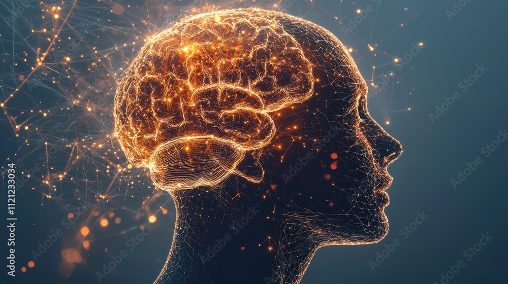 Aufkleber exploring neural connectivity human brain insights digital art abstract environment side view