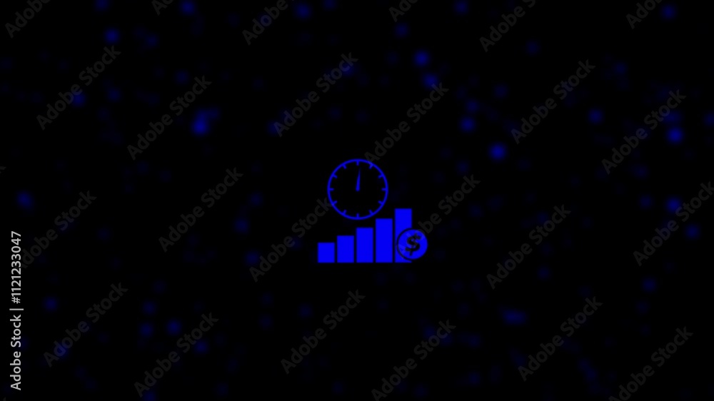 Poster business time concept ideas with clock and growing graph.time concept. clock face inside magnifying 