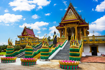 Baan Ngao Temple with blue sky in Ranong Thailand