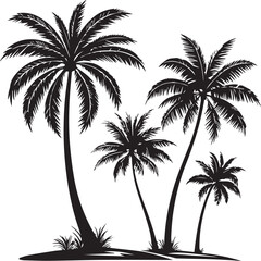 silhouette of coconut tree