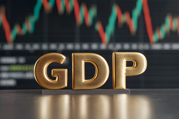 Gold Text GDP - 3D Golden Letters Representing Economic Growth and Prosperity