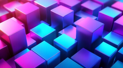 Obraz premium Vivid geometric cube pattern, futuristic colorful abstract design, sharp 3D shapes, vibrant modern art, digital background