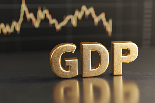 Gold Text GDP - 3D Golden Letters Representing Economic Growth and Prosperity