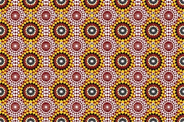 Red and yellow zellige Moroccan pattern