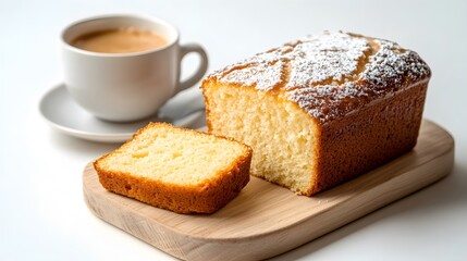 Delectable Homemade Pound Cake Slice with Coffee