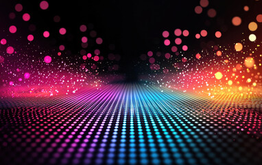 Vibrant digital background with glowing dots and colorful lights