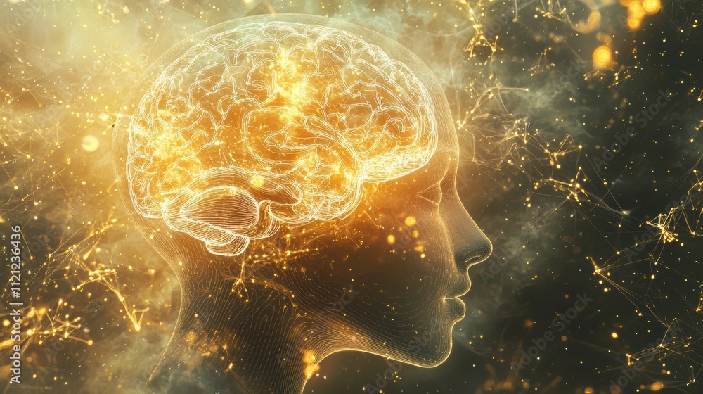 Poster exploring neural connections a creative visualization of the human brain in a scientific environment