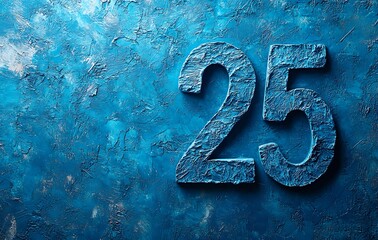 Blue Wall with Number 25 in Urban Setting

