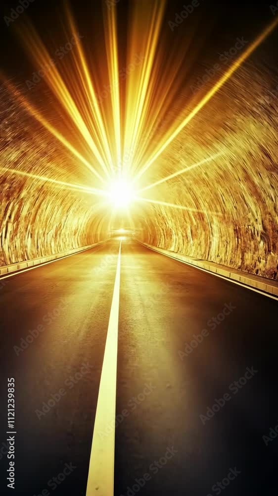 Aufkleber bright light shining through a tunnel creating a surreal view and inviting travelers on a journey