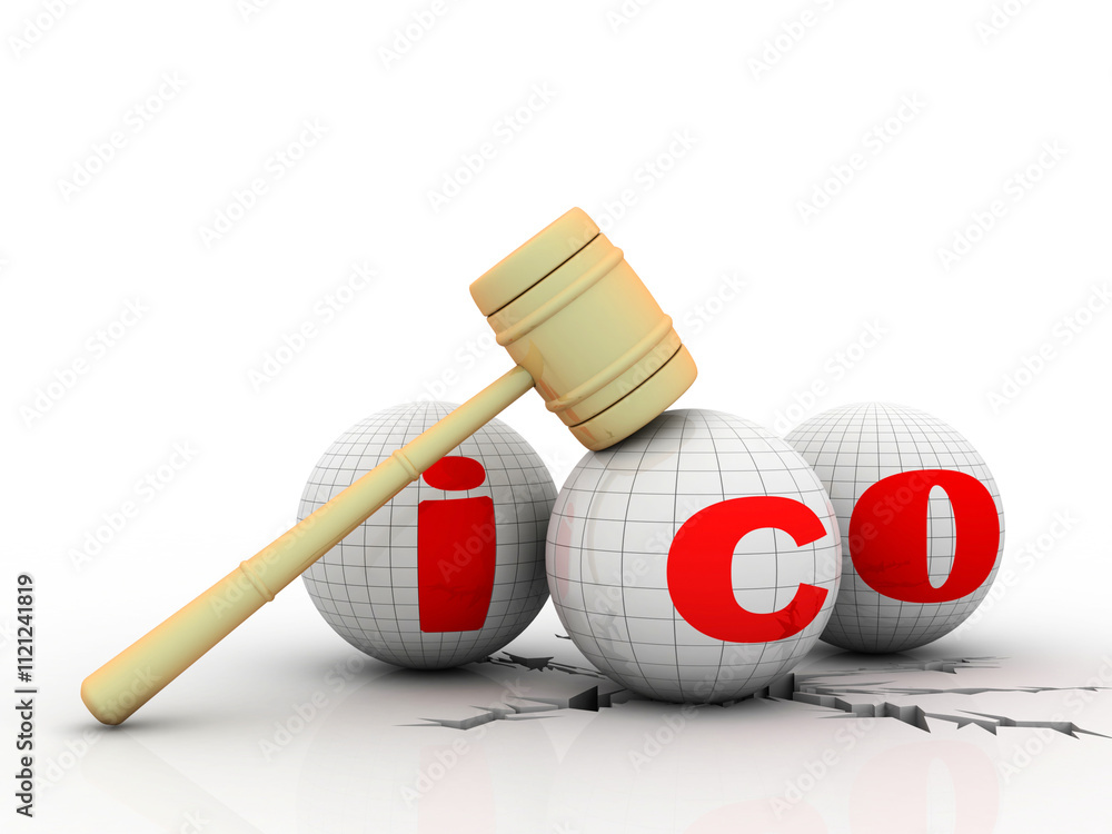 Poster 3d rendering initial coin offering crossword