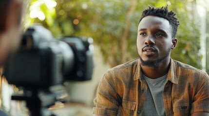 Outdoor Interview with a Man