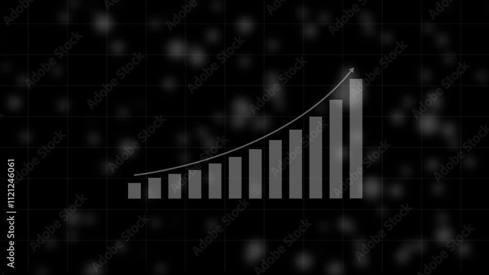 Aufkleber 4k hud graph with rising up arrow and bar stats.analyzes a graph of stock market or growth business 