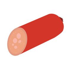 sausage, half, sliced, boiled pork, string of sausage, Half sausage a flat style.