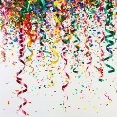 Obraz premium coloured confetti as a white New Year's background. AI generative.