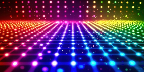 Obraz premium Colorful lighted floor with many different colored lights