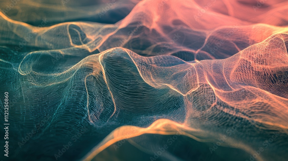 Aufkleber vibrant abstract visualization of flowing waves of light and color in close-up perspective