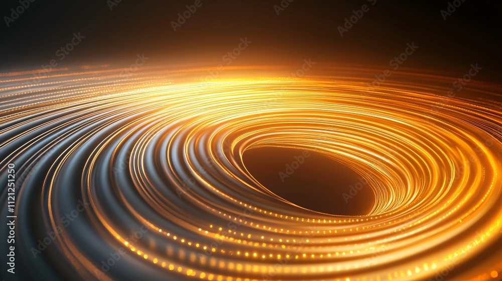 Poster swirling golden light creating an abstract, dynamic pattern against a dark background.