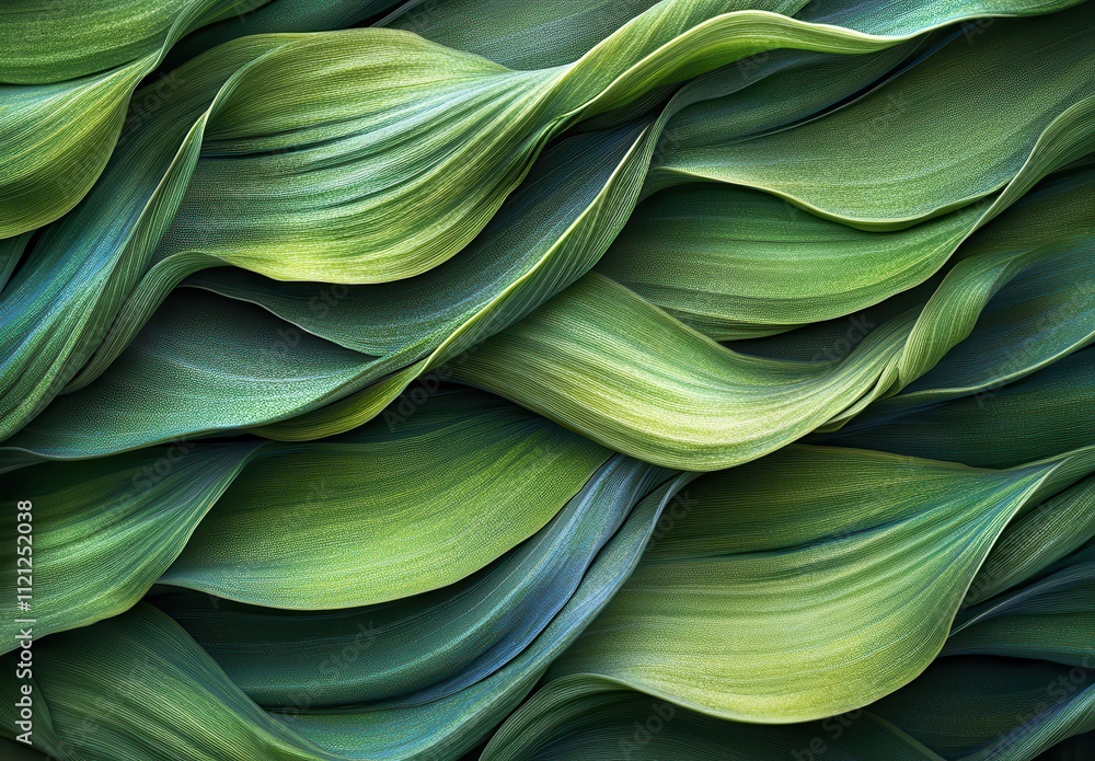Poster lush green leaves flowing in a wave pattern creating a textured background for natural themes and or