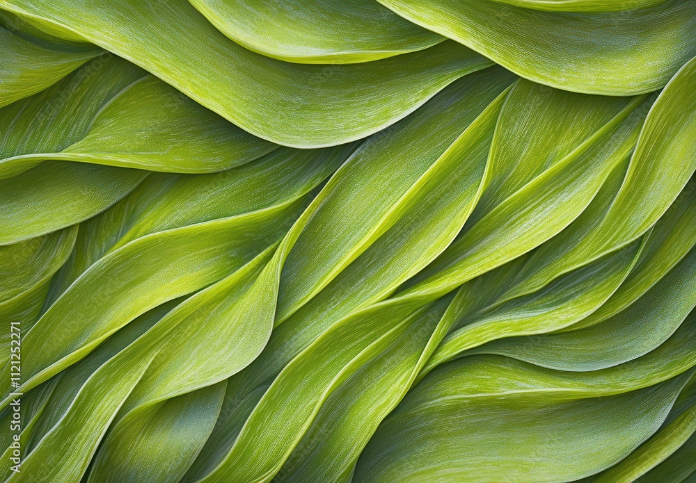 Poster lush green leaves in elegant flowing patterns captured in close-up to showcase nature's texture and 