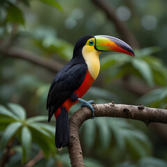 Fototapeta premium Multi colored toucan perched on branch