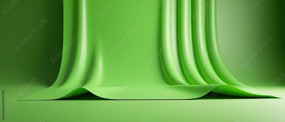Aufkleber vibrant green backdrop with smooth texture and soft draping for artistic presentations and photograp