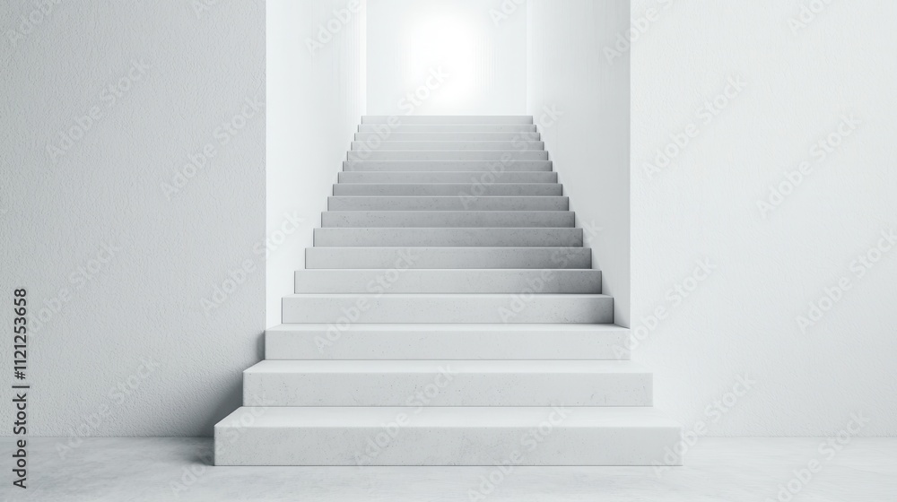 Aufkleber a minimalist staircase leads upward into a bright, undefined space, creating a sense of openness and