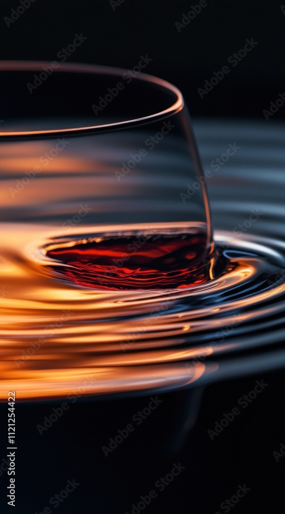Poster close-up of red liquid splashing into a glass bowl, creating concentric ripples on the surface.