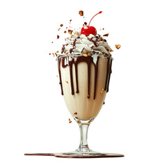 Deliciously Indulgent Chocolate Sundae with a Cherry Delightfully Topping Creamy Ice Cream