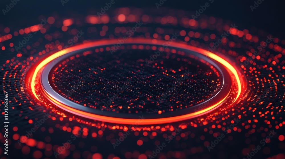 Poster a vibrant, glowing circular pattern surrounded by luminous particles creates a mesmerizing abstract 