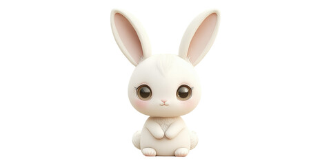 Obraz premium Cute white bunny with big eyes isolated on transparent background
