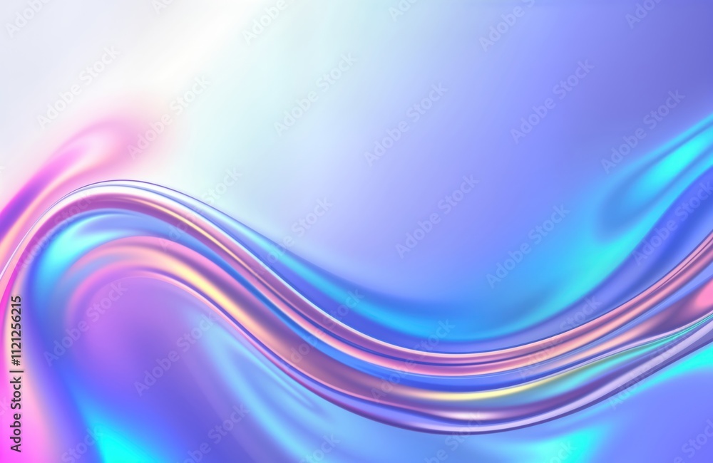 Poster abstract iridescent fluid waves in motion. colorful gradient design. fluid holographic curved lines.