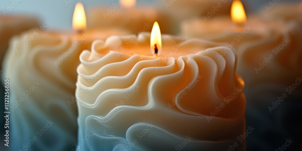 Poster elegant candles illuminate a tranquil setting with soft flickering flames in gentle waves