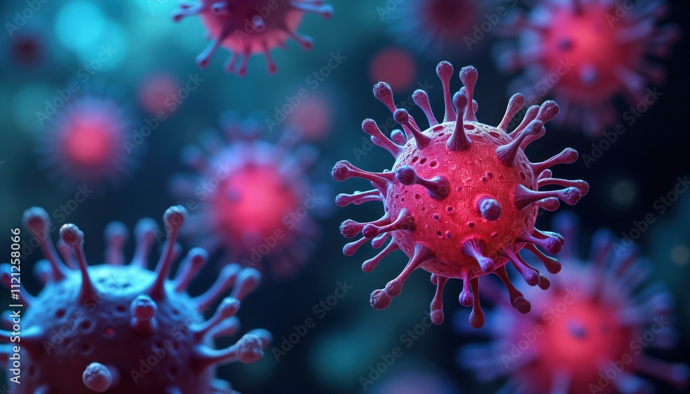 Fototapete microscopic view of cancer cells shows intricate structure. cells spread across image displaying gro