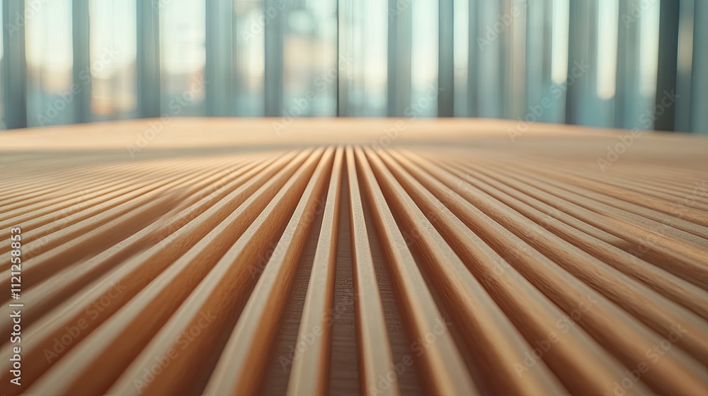 Aufkleber textured close-up of wooden surface with parallel lines and soft natural light in modern interior se