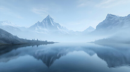 Naklejka premium Serene Mountain Lake 3D Illustration