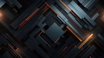 Obraz premium Abstract Dark Geometric Design With Orange Accents
