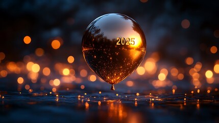 Gold Balloon  with happy new year 2025 Displayed on It

