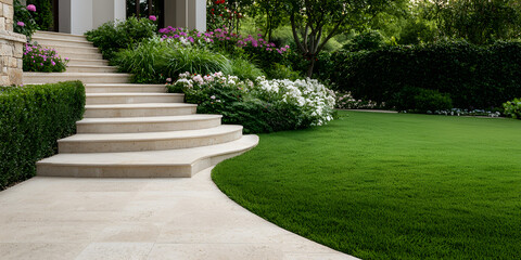 Naklejka premium Outdoor stairlift installed on a stone staircase, with a sleek, modern design, offering mobility and accessibility for individuals with limited mobility in an outdoor setting