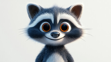 Fototapeta premium Adorable Cartoon Raccoon Cute Animal Character