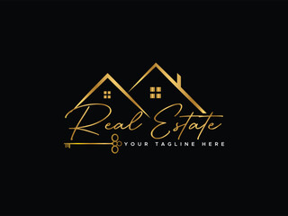 Real Estate Logo Design, Elegant real estate vector template, Minimalist real estate signature logo