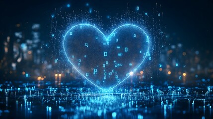 Modern abstract heart radiating irregular dashed lines in dynamic motion
